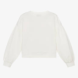 Moschino Кид-Тин-Teen Girls Ivory Studded Teddy Sweatshirt | Childrensalon Outlet