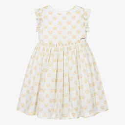 Moschino Kid-Teen-فستان بطبعة تيدي بير فيسكوز لون عاجي | Childrensalon Outlet