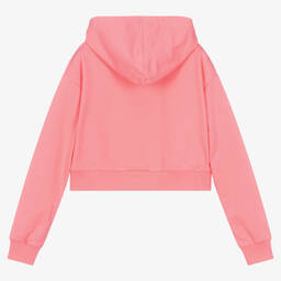 Moschino Kid-Teen-Teen Girls Pink Cotton Logo Zip-Up Top | Childrensalon Outlet