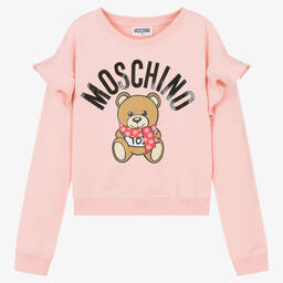 Moschino Kid-Teen-Teen Girls Pink Cotton Teddy Bear Sweatshirt | Childrensalon Outlet