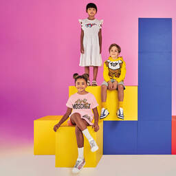 Moschino Кид-Тин-Teen Girls Pink Cropped Teddy Bear T-Shirt | Childrensalon Outlet