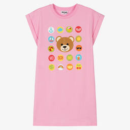 Moschino Кид-Тин-Розовое платье с медвежонком из кристаллов | Childrensalon Outlet