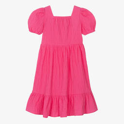Moschino Кид-Тин-Teen Girls Pink Puffed Sleeve Cotton Dress | Childrensalon Outlet