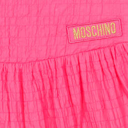 Moschino Кид-Тин-Teen Girls Pink Puffed Sleeve Cotton Dress | Childrensalon Outlet