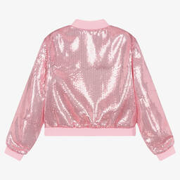 Moschino Кид-Тин-Розовая куртка-бомбер с пайетками | Childrensalon Outlet