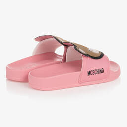 Moschino Kid-Teen-Teen Girls Pink Teddy Bear Logo Sliders | Childrensalon Outlet