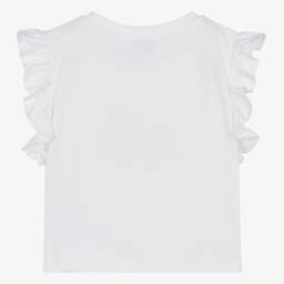 Moschino Кид-Тин-Teen Girls White Cotton Flamingo T-Shirt | Childrensalon Outlet