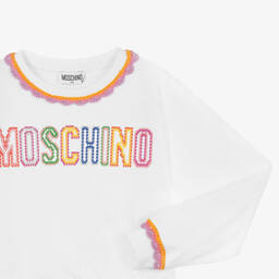 Moschino Кид-Тин-Белый хлопковый свитшот | Childrensalon Outlet