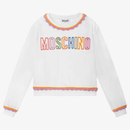 Moschino Кид-Тин-Белый хлопковый свитшот | Childrensalon Outlet