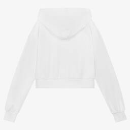 Moschino Kid-Teen-توب هودي بسحّاب تينز بناتي قطن جيرسي لون أبيض | Childrensalon Outlet