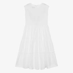 Moschino Kid-Teen-Teen Girls White Cotton Midi Dress | Childrensalon Outlet