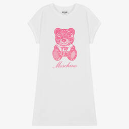 Moschino Кид-Тин-Белое хлопковое платье с медвежонком | Childrensalon Outlet