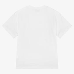 Moschino Kid-Teen-تيشيرت تينز بناتي قطن لون أبيض مطرز بكريستال | Childrensalon Outlet