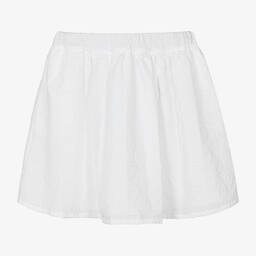 Moschino Kid-Teen-Teen Girls White Embroidered Logo Skirt | Childrensalon Outlet