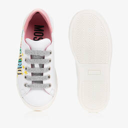 Moschino Kid-Teen-Teen Girls White Leather Logo Trainers | Childrensalon Outlet