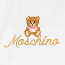 Moschino Kid-Teen-Teen Girls White & Pink Cotton Top | Childrensalon Outlet