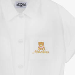 Moschino Кид-Тин-Белое платье-рубашка с медвежонком | Childrensalon Outlet