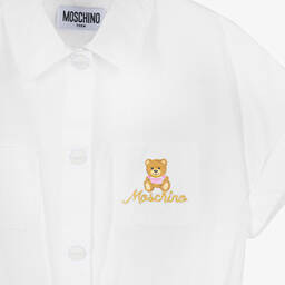 Moschino Кид-Тин-Белое платье-рубашка с медвежонком | Childrensalon Outlet