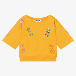 Moschino Kid-Teen-Teen Girls Yellow Cotton Logo T-Shirt | Childrensalon Outlet