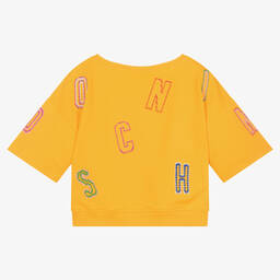 Moschino Kid-Teen-Teen Girls Yellow Cotton Logo T-Shirt | Childrensalon Outlet