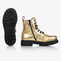 Moschino Kid-Teen-Teen Gold Logo Boots | Childrensalon Outlet