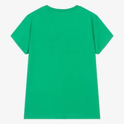 Moschino Кид-Тин-Teen Green Cotton Teddy Bear T-Shirt | Childrensalon Outlet