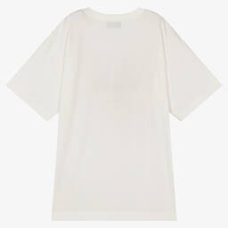 Moschino Кид-Тин-Кремовая хлопковая футболка для подростков | Childrensalon Outlet