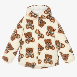 Moschino Kid-Teen-Teen Ivory Teddy Fleece Jacket | Childrensalon Outlet