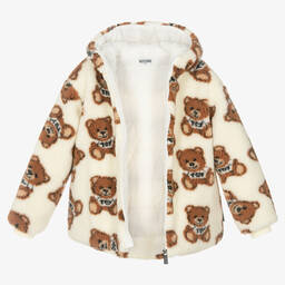 Moschino Kid-Teen-Teen Ivory Teddy Fleece Jacket | Childrensalon Outlet