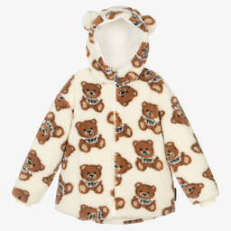 Moschino Kid-Teen-Teen Ivory Teddy Fleece Jacket | Childrensalon Outlet