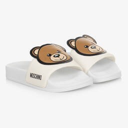 Moschino Кид-Тин-Бежевые шлепанцы с медвежатами для подростков | Childrensalon Outlet