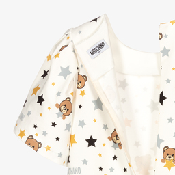 Moschino Кид-Тин-Кремовое платье со звездами и медвежатами для подростков | Childrensalon Outlet