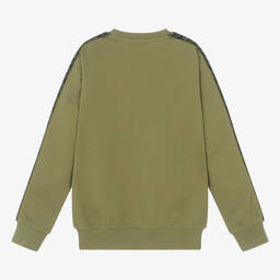 Moschino Kid-Teen-Teen Khaki Green Cotton Sweatshirt | Childrensalon Outlet