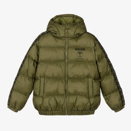 Moschino Kid-Teen-Teen Khaki Green Puffer Jacket | Childrensalon Outlet