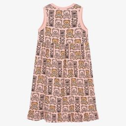 Moschino Кид-Тин-Розовое платье из хлопкового джерси для подростков | Childrensalon Outlet