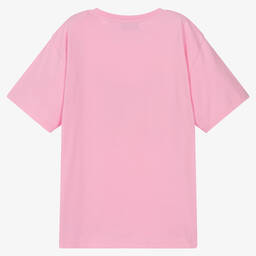 Moschino Kid-Teen-Teen Pink Cotton Teddy Bear Logo T-Shirt | Childrensalon Outlet