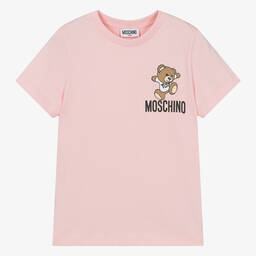 Moschino Kid-Teen-Teen Pink Cotton Teddy Bear T-Shirt | Childrensalon Outlet