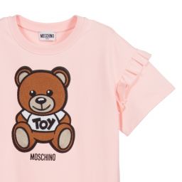 Moschino Kid-Teen-فستان سويتشيرت قطن جيرسي لون زهري | Childrensalon Outlet