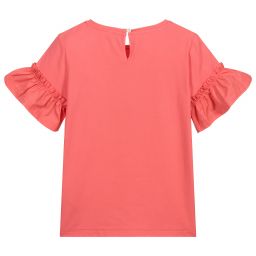 موسكينو Kid-Teen-تيشيرت قطن جيرسي بأكمام كشكش للبنات | Childrensalon Outlet