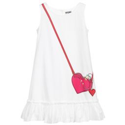Moschino Kid-Teen-Teen White Bag Logo Dress | Childrensalon Outlet