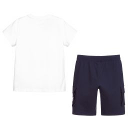 Moschino Кид-Тин-Комплект из белого топа и синих шорт для подростков | Childrensalon Outlet