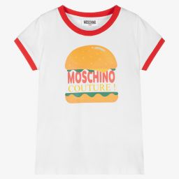 Moschino Kid-Teen-تيشيرت تينز بناتي قطن جيرسي لون أبيض | Childrensalon Outlet