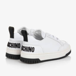 Moschino Кид-Тин-Белые кожаные кроссовки со шнурками | Childrensalon Outlet