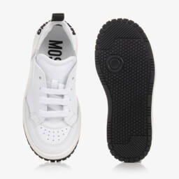 Moschino Кид-Тин-Белые кожаные кроссовки со шнурками | Childrensalon Outlet