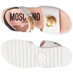 Moschino Kid-Teen-Teen White Logo Sandals | Childrensalon Outlet