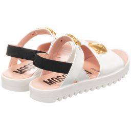 Moschino Kid-Teen-Teen White Logo Sandals | Childrensalon Outlet
