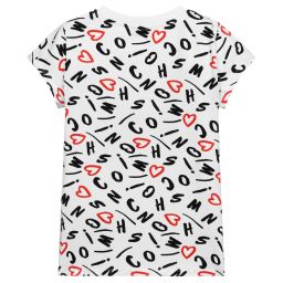 موسكينو Kid-Teen-تيشيرت قطن جيرسي لون أبيض، أحمر وأسود | Childrensalon Outlet