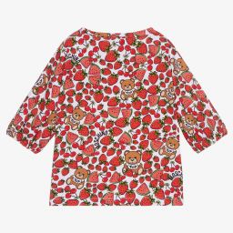 Moschino Кид-Тин-Бело-красная футболка с фруктами для подростков | Childrensalon Outlet