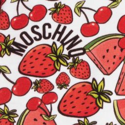 Moschino Кид-Тин-Бело-красная футболка с фруктами для подростков | Childrensalon Outlet