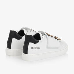 موسكينو Baby-ترينرز بطبعة تيدي بير جلد لون أبيض وأسود | Childrensalon Outlet